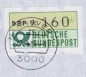 Bund ATM 1 - Marke zu 160 Pf in Gravur-Type als portoger. EF auf Luftpost-Brief 5-10g vom April 1984 in die USA, rs. Code-Stpl., Hannover ec