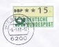 Bund ATM 1 - Marke zu 15 Pf in Gravur-Type als portoger. EF auf Luftpost-Blindensendung bis 20g von 1982-1984 nach Grobritannien, blau codiert, WI/tb