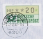 Bund ATM 1 - Marke zu 20 Pf in Gravur-Type als portoger. EF auf Luftpost-Blindensendung bis 20g von 1982-1984 in die USA, rs. CodeStpl., WI/tb