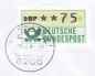 Bund ATM 1 - Marke zu 75 Pf in Gravur-Type als portoger. EF auf Luftpost-Drucksache bis 20g von 1982-1984 nach GB, 1 roter dt. Codier-Strich, WI / ta
