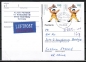 Bund 1729 als portoger. MeF mit 2x 100 Pf Jugend 1994 / Wterich als beschdigte Luftpost-Postkarte nach China, in bedruckte Folie eingeschweit