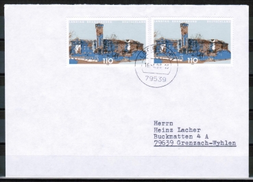 Bund 1977 als MeF mit 2x 110 Pf Landtag Brandenburg auf Sammler-Brief vom 16.4.1998