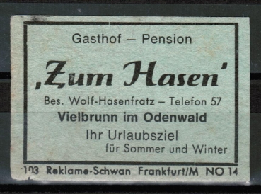 Zndholz-Etikett Michelstadt / Vielbrunn, Gasthof - Pension 