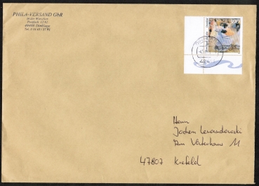Bund 2061 als portoger. EF mit 300 Pf Johann Strau auf C5-Inlands-Brief von 2001, 23 cm lang