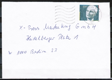 Bund 1494 als portoger. EF mit 100 Pf Walter Eucken auf VGO-Brief 20-50g vom Jan.-Mrz 1991