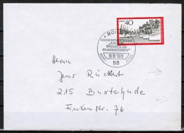 Bund 789 als portoger. EF mit 40 Pf Bremen auf Inlands-Brief bis 20g mit ESST von 1973, Kuvert rechts mit Lichtschden