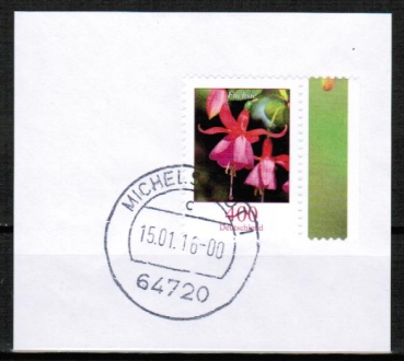 Bund 3190 als kleines Briefstck mit 400 Cent Blumen aus Bogen mit Rand mit sauberem Stempel von 2016