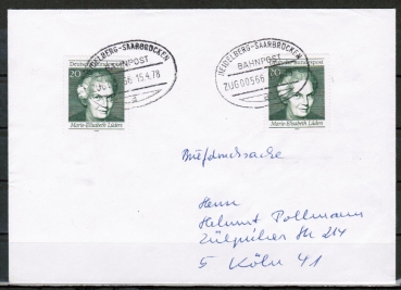 Bund 597 als portoger. MeF mit 2x 20 Pf EZM aus Frauen-Block auf Briefdrucksache bis 20g von 1978