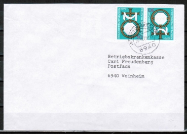 Bund 1017 als portoger. MeF mit 2x 50 Pf Heiligtumsfahrt auf Inlands-Brief 20-50g von 1979-1982