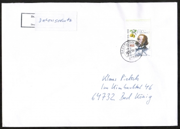 Bund 3508 als portoger. EF mit 155 Cent Theodor Fontane auf C5-Inlands-Brief von 2019, ca. 23 cm lang