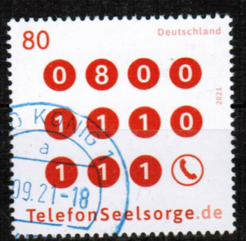 Bund 3627 - 80 Cent Telefonseelsorge als lose gestempelt Marke in einwandfreier Erhaltung !