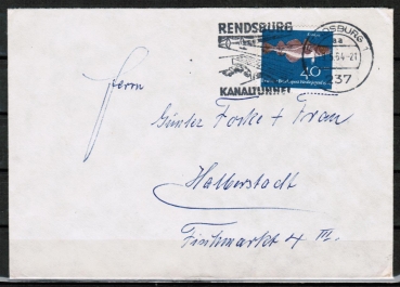 Bund 415 als portoger. EF mit 40 Pf Jugend 1964 / Fische auf kleinformatigem Inlands-Brief ber 20g von 1964-1965