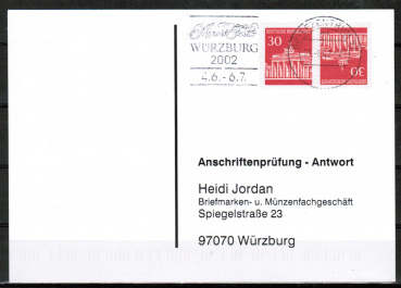 Bund 508 als portoger. Zdr.-EF mit Zdr. 30 Pf Brandenburger Tor im Kehrdruck aus MHB auf Sammel-Aprfungs-Postkarte von 1993-2002, codiert