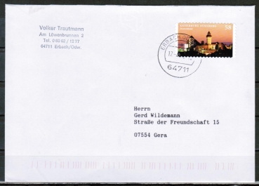 Bund 2973 Skl. (Mi. 2978) als portoger. EF mit 58 Cent Nrnberger Burg als Skl.-Marke auf Inlands-Brief bis 20g von 2013, codiert