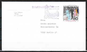 Bund 1475 als portoger. EF mit 80 Pf Wohlfahrt 1990 auf Briefdrucksache bis 20g von 1990-1993