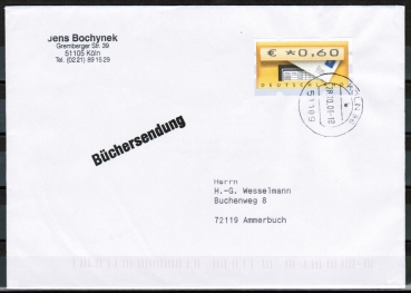 Bund ATM 5.2 - langer Werteindruck - Marke zu 0,60 Euro als portoger. EF auf Inlands-B�chersendung 20-50g von 2006, codiert