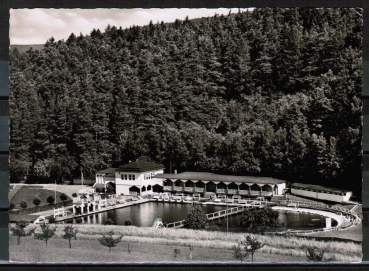 AK Michelstadt, Schwimmbad, gelaufen 1957
