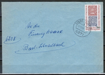 Bund 569 als portoger. EF mit 30 Pf Norddeutscher Bund auf Inlands-Brief bis 20g von 1968-1970