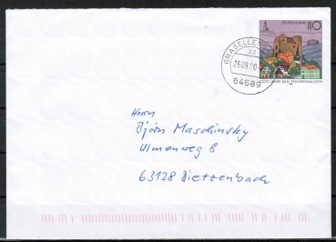 Bund 1978 als Sonder-Ganzsachen-Umschlag mit eingedruckter Marke 110 Pf Bad Frankenhausen, fallendes Wasserzeichen