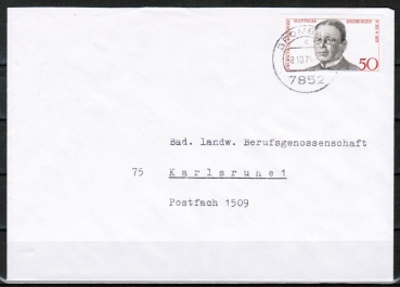 Bund 865 als portoger. EF mit 50 Pf Matthias Erzberger auf Inlands-Brief bis 20g von 1975-1978