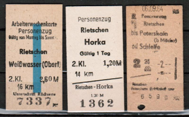 3 Zug-Fahrkarten ab Rietschen