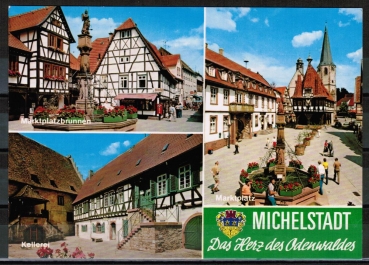 AK Michelstadt mit einigen Sehensw�rdigkeiten, um 1980