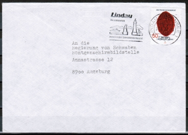 Bund 938 als portoger. EF mit 50 Pf Universitt Mainz auf Inlands-Brief bis 20g von 1977-1978