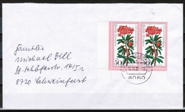 Bund 869 als (portoger.?) MeF mit 2x 50 Pf Wohlfahrt 1975 auf Inlands-Brief 