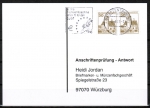 Bund 914 als portoger. MeF mit 2x 30 Pf B+S - Serie aus Rolle im Letterset-Druck auf Sammel-Anschriftenprüfungs-Postkarte von 1993-2002, codiert