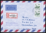 Bund 920 als portoger. MeF mit 2x 200 Pf B+S aus Rolle auf Luftpost-Einschreibe-Brief 5-10g von 1982-1989 nach Australien, AnkStpl.