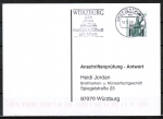 Bund 1341 C/o.g. als portoger. EF mit 60 Pf SWK C/o.g. oben geschnitten aus MH auf Sammel-Anschriftenprfungs-Postkarte von 1993-2002