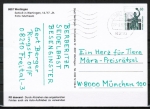 Bund 1341 D/u.g. als portoger. EF mit 60 Pf SWK D/u.g. unten geschnitten aus MH auf Inlands-Postkarte von 1989-1993