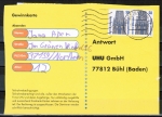 Bund 1340 C/u.g. aus MH als portoger. MeF mit 2x 50 Pf SWK unten geschnitten auf Inlands-Postkarte von 1997-2002, codiert