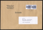 Bund 1340 als C/D-Paar mit 50 Pf SWK oben und unten geschnitten aus MH auf Inlands-Drucksache 20-50g von 1989-1993, 14x20 cm