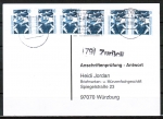 Bund 1347 D/u.g. aus MH als portoger. MeF mit 6x 10 Pf unten geschnitten auf Sammel-Anschriftenprfungs-Postkarte von 1993-2002