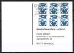 Bund 1347 C/D-Paare als portoger. MeF mit 3 senkr. Paaren aus MH auf Sammel-Anschriftenprüfungs-Postkarte von 1993-2002