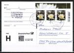 Bund 3303 als portoger. MeF mit 3x 45 Cent Blumen / Seerose aus Bogen mit Rand auf Prio-Postkarte von 2017-2019 - im Ankauf gesucht !