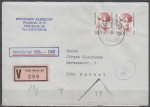 Berlin 828 als portoger. MeF mit 2x 350 Pf Frauen-Serie auf Wertbrief bis 20g von 1989-1991 ins Bundesgebiet, mit Einlieferungsschein