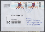 Bund 3967 als portoger. MeF mit 2x 180 Cent Sport 2026 aus Bogen auf Inl.-�berg.-Einschreibe-Brief mit R�ckschein bis 20g von 2026, codiert