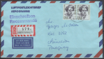 Bund 1391 als portoger. MeF mit 2x 170 Pf Frauen auf Einschreib-Aerogramm von 1988/1989 nach Paraguay, AnkStpl.