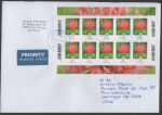 Bund 3656 als portoger. MeF mit 10x 37 Cent Blumen / Rotklee aus Bogen auf Auslands-Brief �ber 50g von 2022-2024 nach Chile, AnkStpl., 14x20 cm gro�
