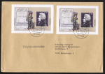 Bund 1571 als portoger. Block-MeF mit 2x 100 Pf Mozart-Block 1991 auf Briefdrucksache 50-100g von 1992, 14x20 cm