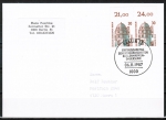 Berlin 793 als portoger. MeF mit 2x 30 Pf SWK aus Bogen als Oberrand-Paar auf Postkarte mit ESST ins Bundesgebiet