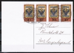 Bund 903 als portoger. MeF mit 4x 10 Pf Tag der Briefmarke 1976 auf Inlands-Postkarte mit ESST von 1976, ohne Abs. / ohne Text