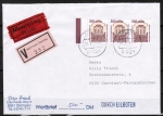 Bund 1397 als portoger. MeF mit 3x 500 Pf SWK aus Bogen mit Rand auf Inlands-Eil-Wertbrief bis 20g vom Juni 1993, ohne rs. Stpl.