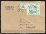 Bund 1038 LS als portoger. MeF mit 5x grüner 50 Pf B+S-Marke im Letterset-Druck auf kleinformat. Inlands-Brief über 100g von 1987-1989, B6-Format