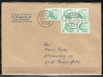 Bund 1038 LS als portoger. MeF mit 5x grner 50 Pf B+S-Marke im Letterset-Druck auf kleinformat. Inlands-Brief ber 100g von 1987-1989, B6-Format