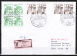 Bund 1038 als portoger. MiF mit 4x grner 50 Pf + 4x brauner 40 Pf je B+S - Marken als Bogen-Paare auf Inlands-Wertbrief bis 20g von 1980, AnkStpl.