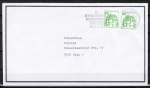 Bund 1038 o.g. als portoger. MeF mit 2x grüner 50 Pf B+S - Marke oben geschnitten aus MH im Buchdruck auf Inlands-Brief bis 20g von 1989-1997
