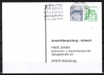 Bund 913+1038 u.g. als portoger. Zdr.-EF mit 10+50 Pf grüne B+S als Zdr. unten geschnitten aus MH im Letterset-Druck auf Sammel-Anschriftenprüf-Postkarte